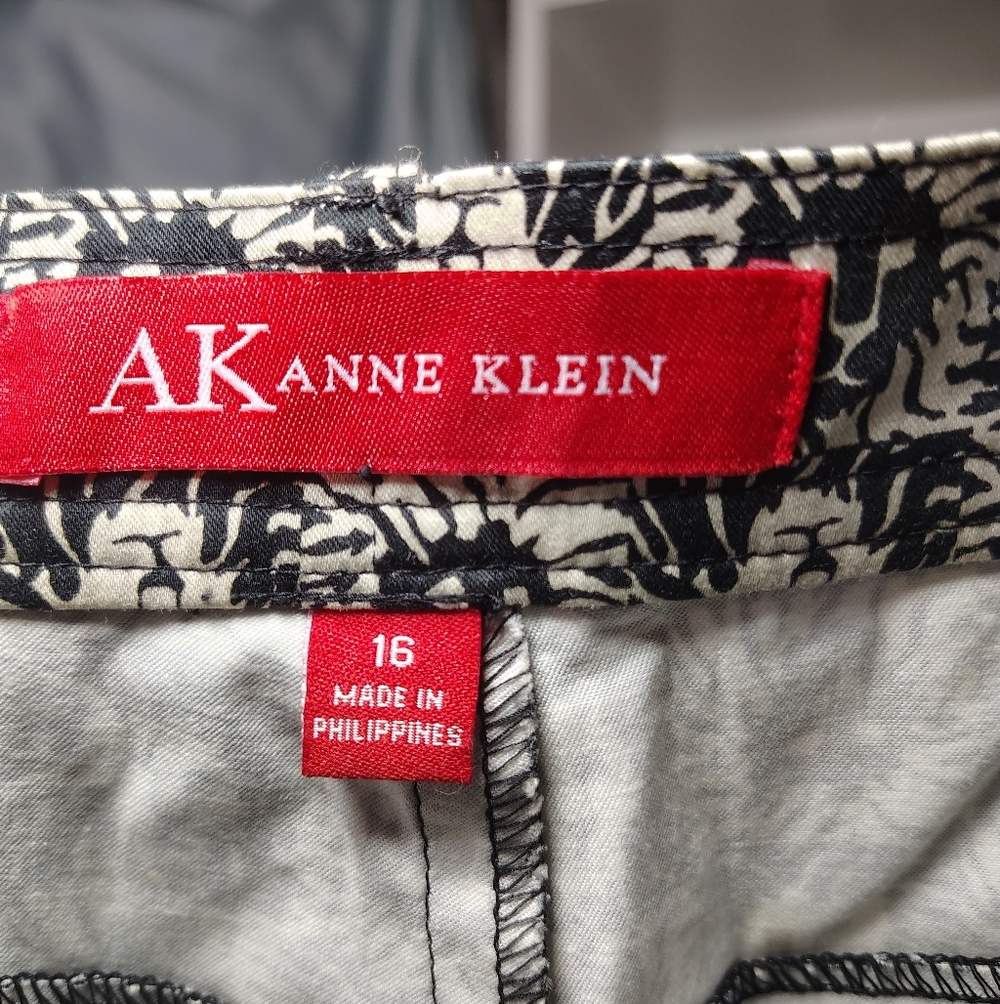 Anne Klein Lion Logo Pants Size 16 NWT Black White Straight Leg - Picture 8 of 12